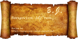 Benyovics János névjegykártya